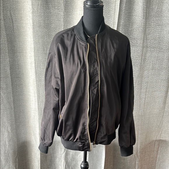 Barneys New York Black Bomber Jacket Varsity Style - Picture 1 of 5